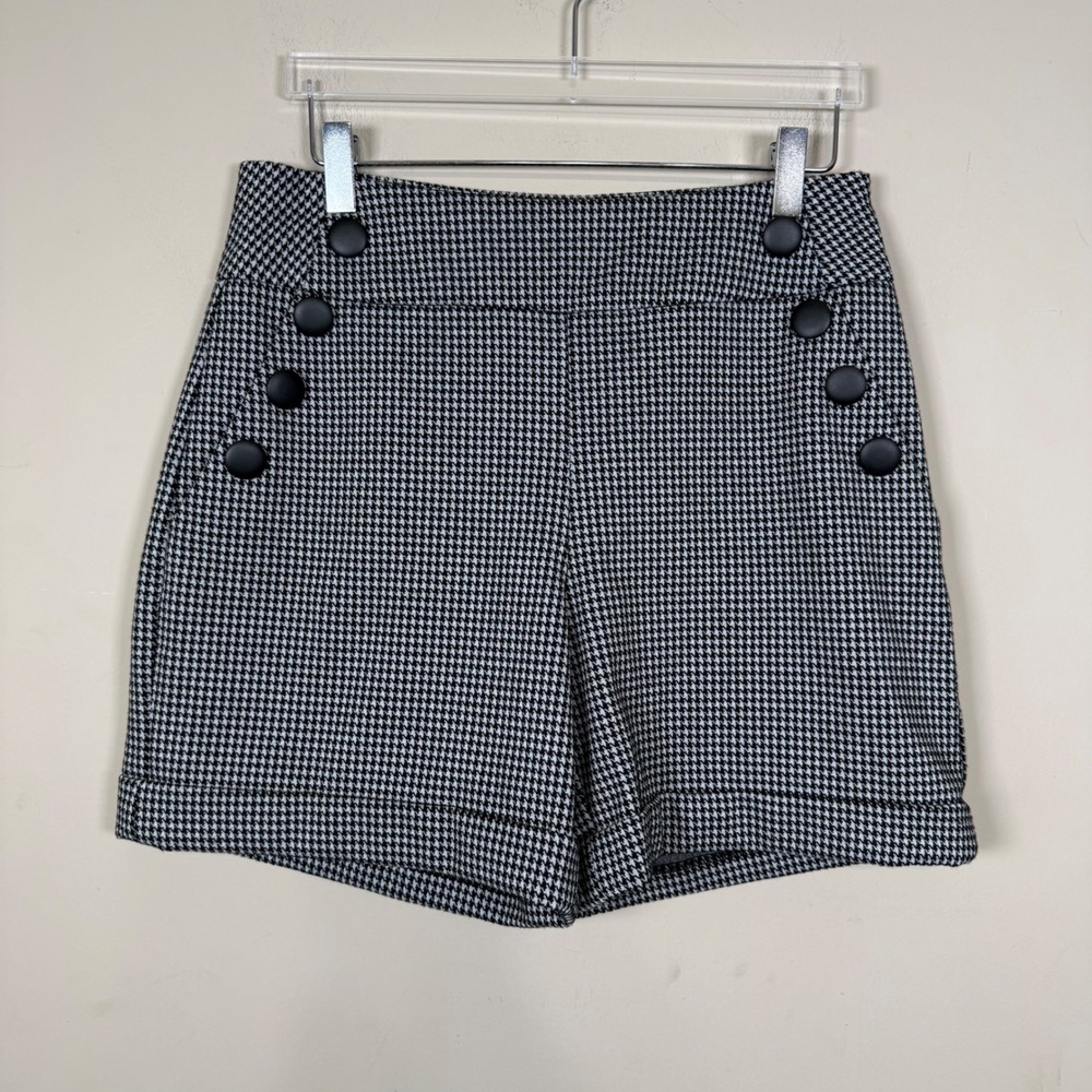 Cest 1946  NWT Black White Houndstooth Sailor Shorts Small